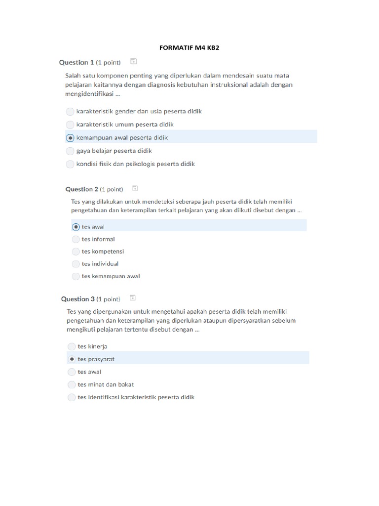 Tes Formatif M4 Kb2 Guru Galeri