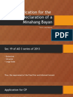 Application For The Declaration of A Minahang Bayan