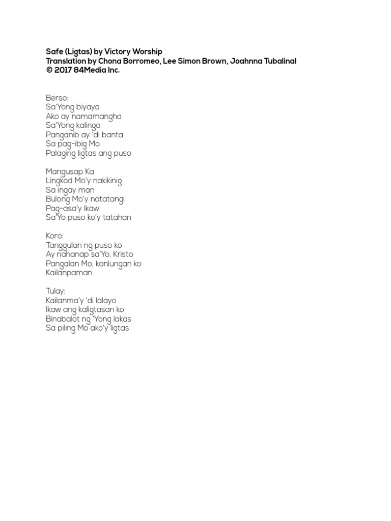 Safe Tagalog Translation PDF