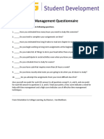 Time Management Questionnaire: Answer "YES" or "NO" To The Following Questions