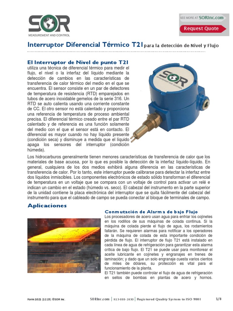 T21 Thermal Differential Switch CAT1021 Spanish PDF Electrónica