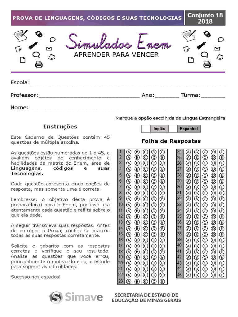 Simulado Enem - Prova de Linguagens | PDF | Idiomas