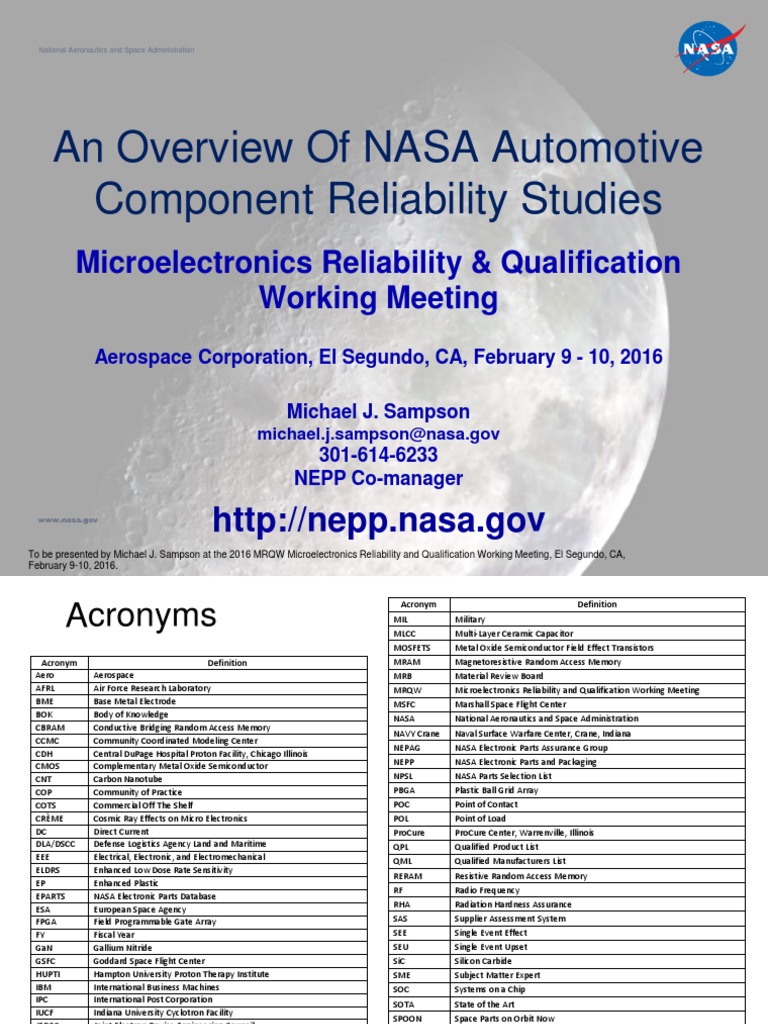 NASA Automotive Parts Reliability Overview | PDF | Reliability ...
