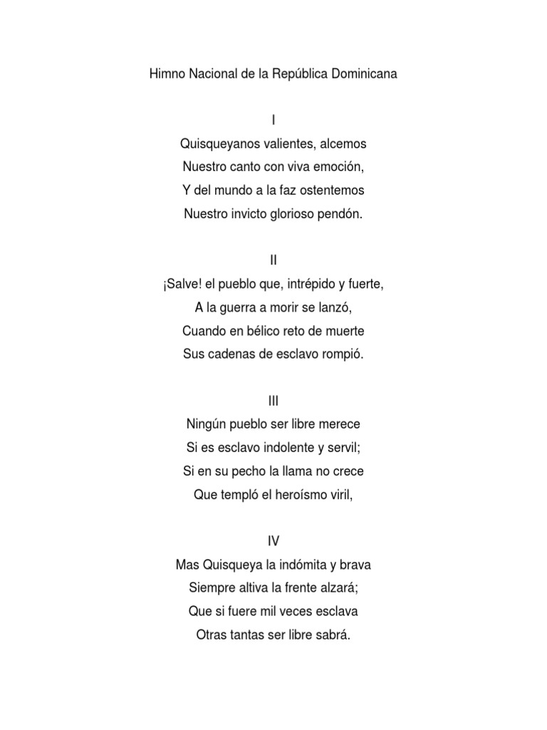 Himno Nacional de La República Dominicana | PDF