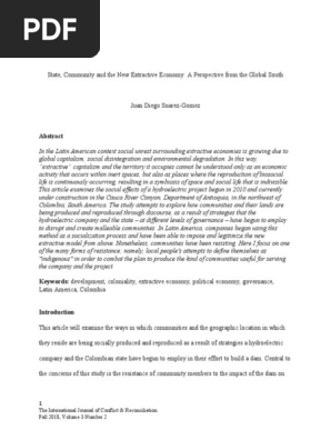 State Community And The New Extractive Economy A - 