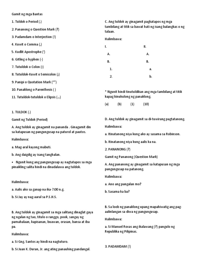 Gamit NG Mga Bantas | PDF