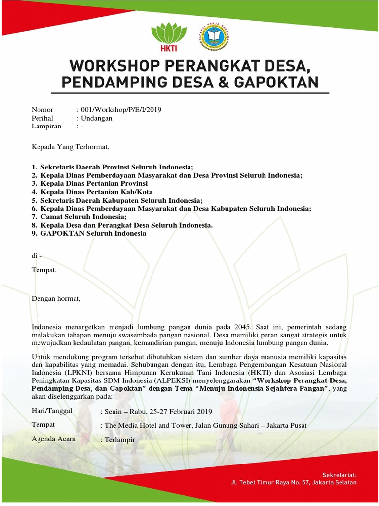 Surat Undangan Peserta Workshop Desa 1