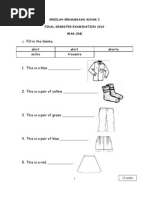 Peperiksaan Akhir Tahun KSSR Tahun 1 Bahasa Inggeris