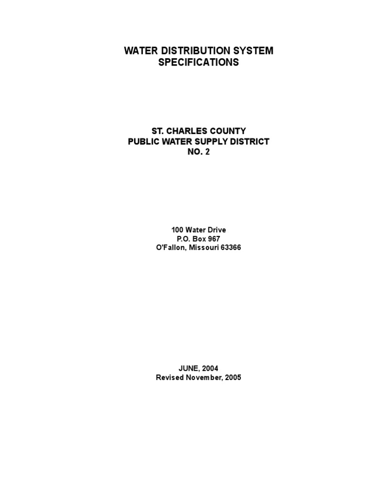 Water Distribution System Specifications: St. Charles County Public