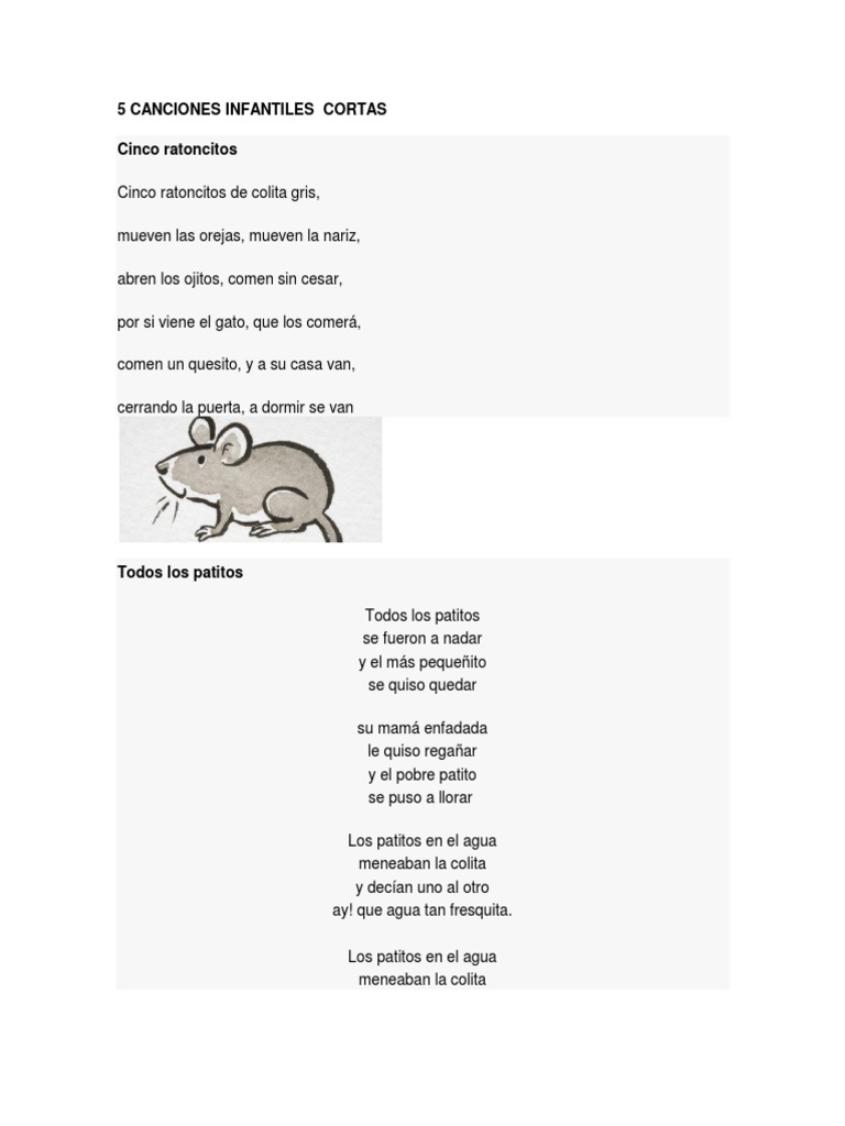 5 Canciones Infantiles Cortas Ocio Naturaleza