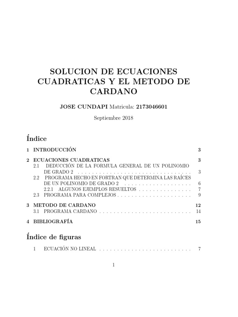 Solución de Ecuaciones Cuadraticas y El Metodo de Cardano | PDF | Conceptos  matemáticos | Objetos matemáticos