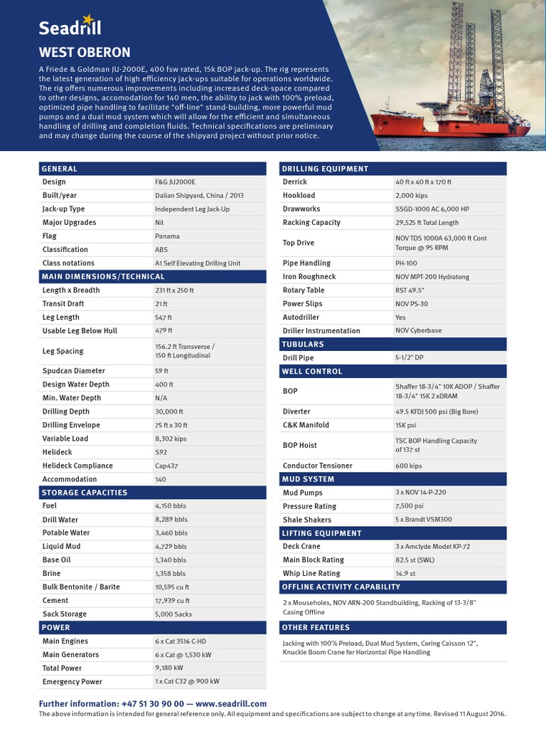West Oberon 87263 | PDF | Drilling Rig | Crane (Machine)