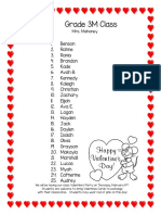 Valentines Class List 2019