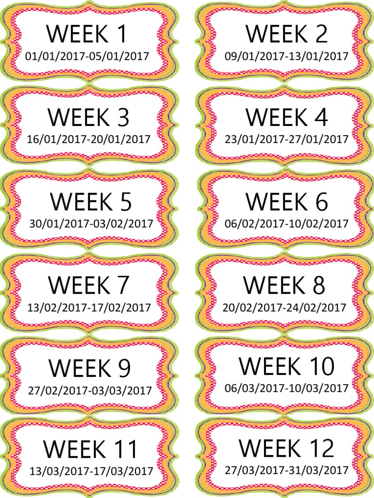 Weekly Schedule 2017 Dates | PDF | Art