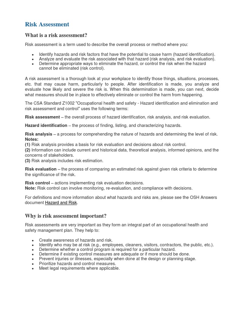 Understanding Risk Assessment in Safety | PDF | Risk Assessment | Risk