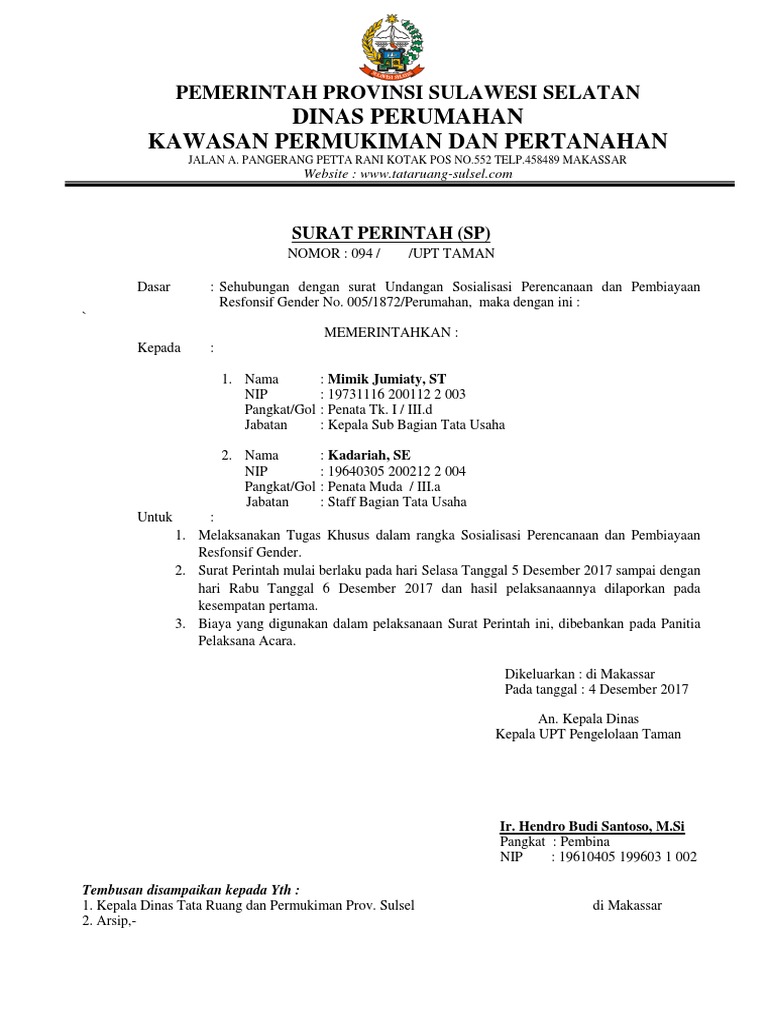 Contoh Surat Tugas