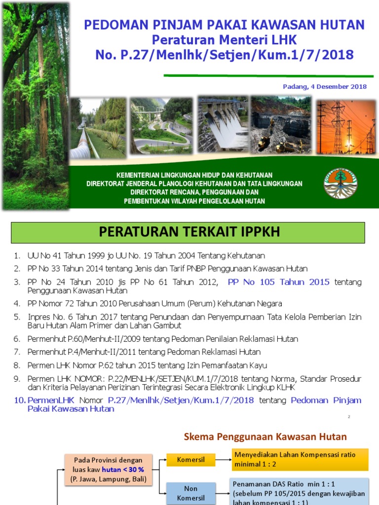 Pedoman Pinjam Pakai Kawasan Hutan Permenlhk P 27 Tahun 2018 Padang 4 Des 2018 1 Pdf