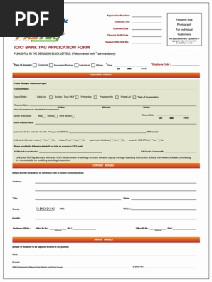 Fastag Application Form Identity Document Point Of Sale