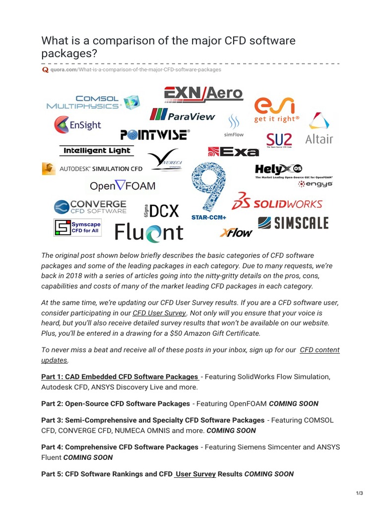 What Is A Comparison of The Major CFD Software Packages | PDF ...