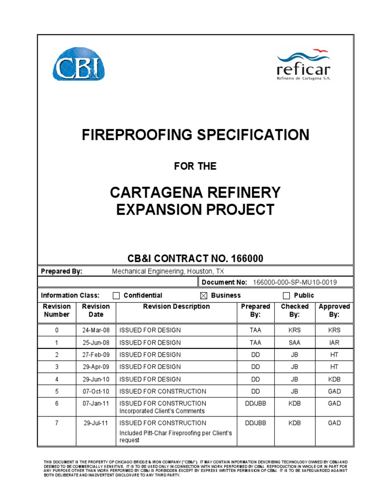 Fireproofing Specification Structural Steel Concrete
