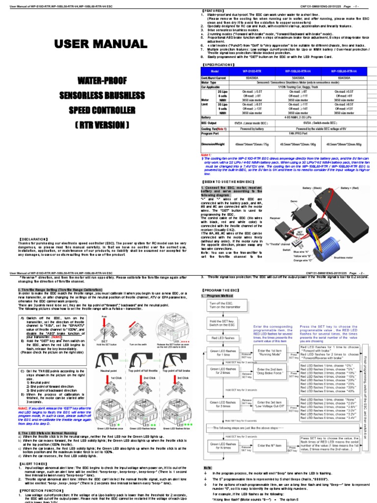 Esc HW WP 10bl50 RTR | PDF | Electricity | Mechanical Engineering
