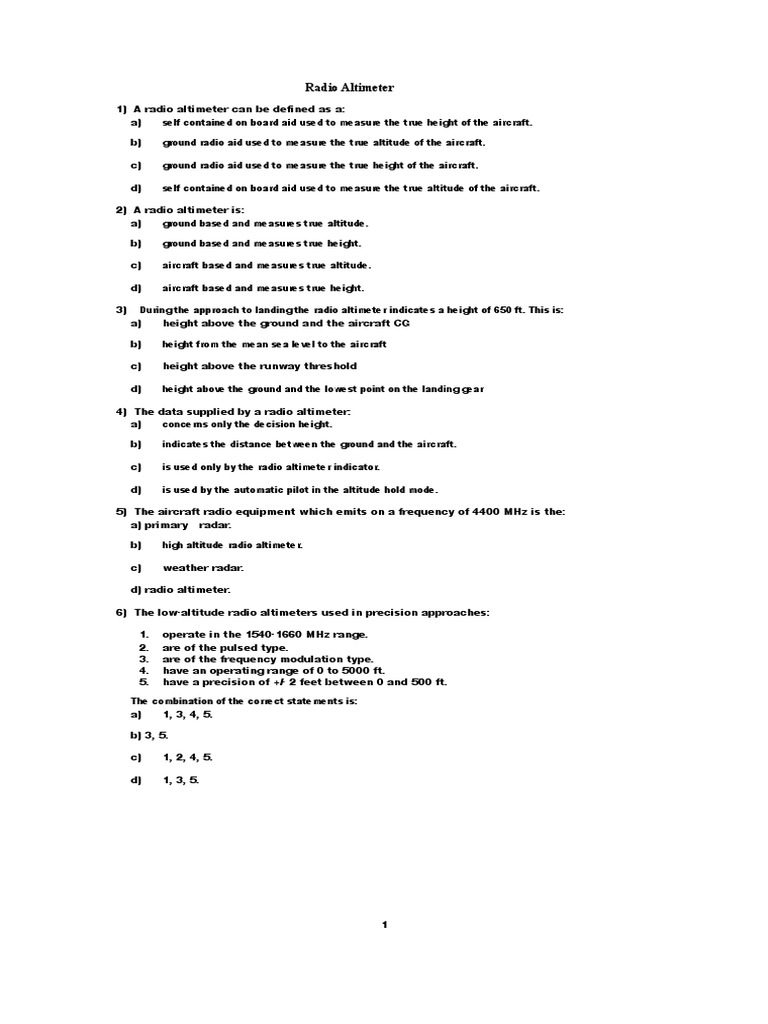 Radio Altimeter PDF Altimeter Radio