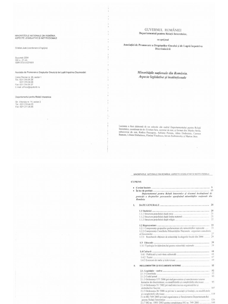 Minoritatile Nationale Din Romania Aspecte Legislative Si Institutionale