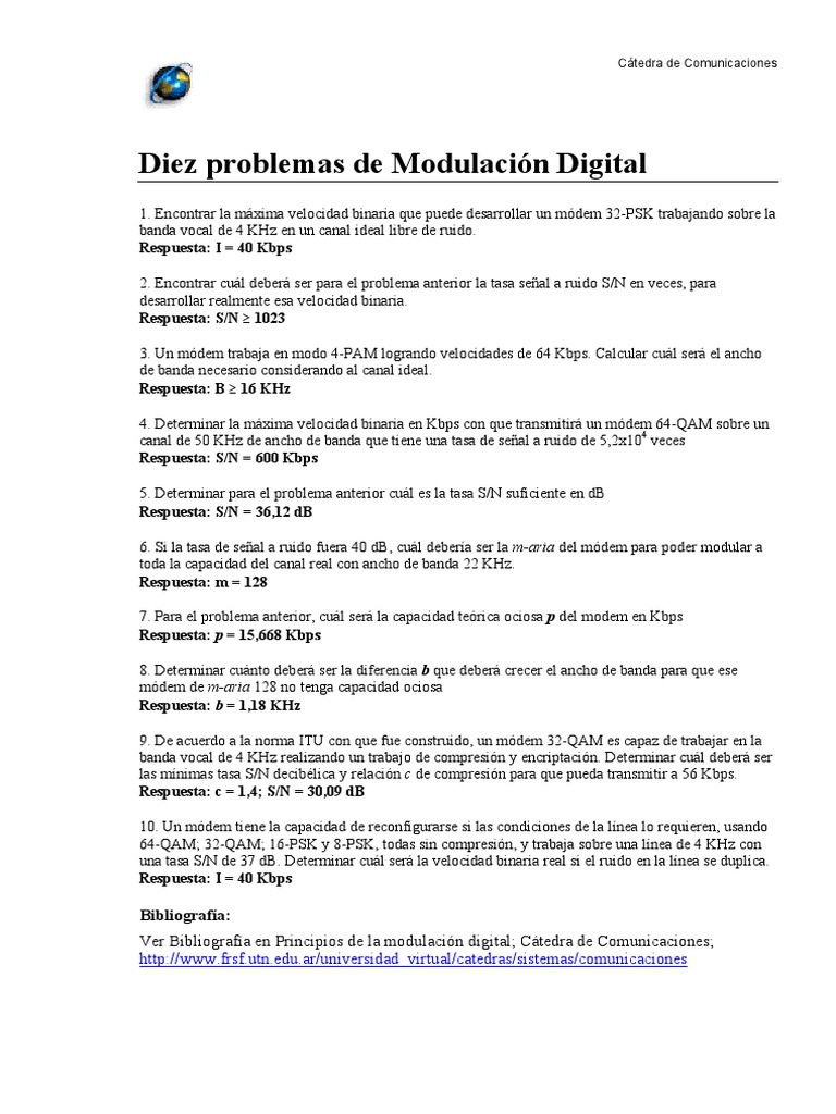10 Problemas PDF Módem Ingenieria Eléctrica