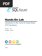 Hands-On Lab: Introduction To SQL Azure For Visual Studio 2010 Developers