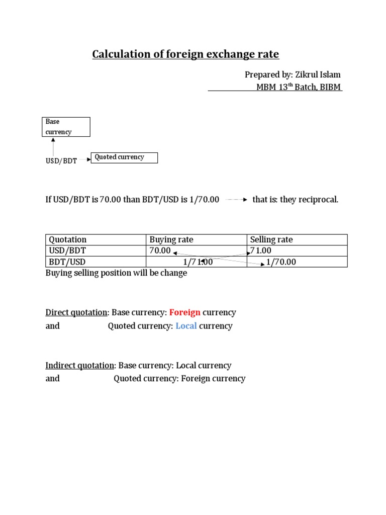 Foreign Exchange Rate Calculation Guide | PDF | Financial Markets ...