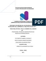 "Propuesta de Mejora de Los Procesos Logísticos de Delivery de La Empresa El Tablon de Tacna" - 2017 I - Adni