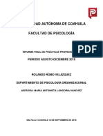 Informe Final de Prácticas Profesionales de Rolando Romo Velázquez