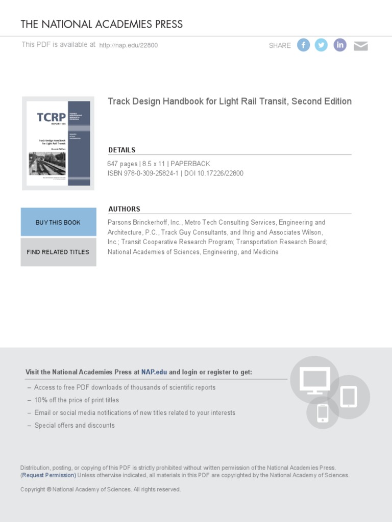 TCRP Track Design Handbook For Light Rail Transit PDF PDF Light
