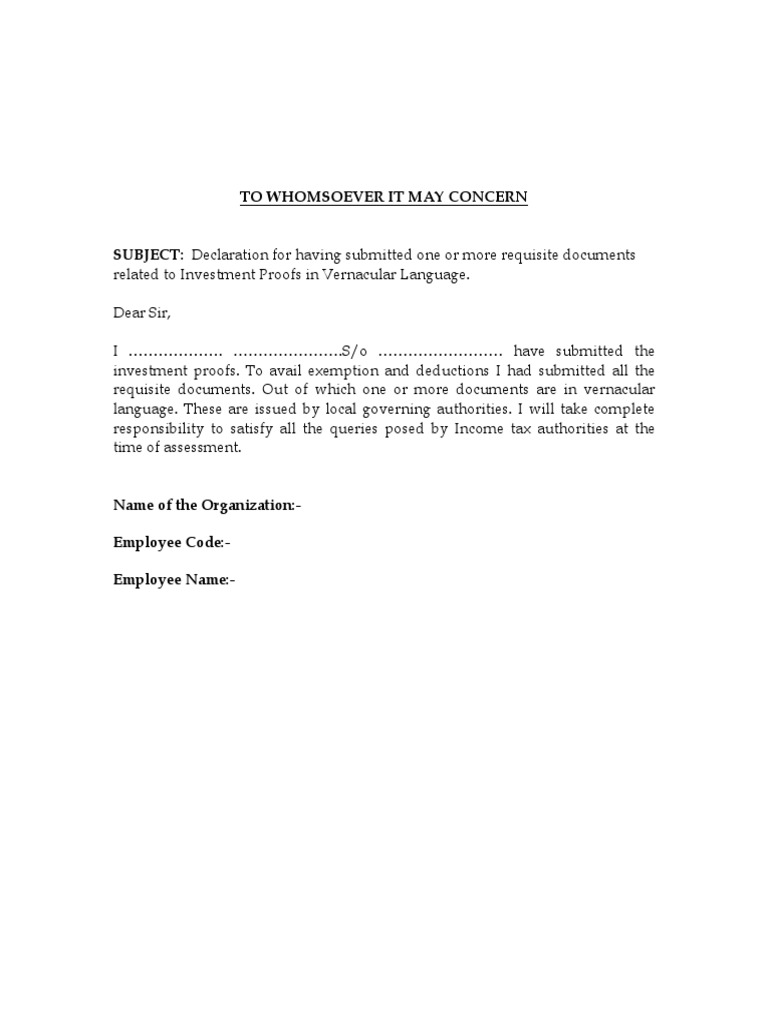 Vernacular Language Declaration Form | PDF