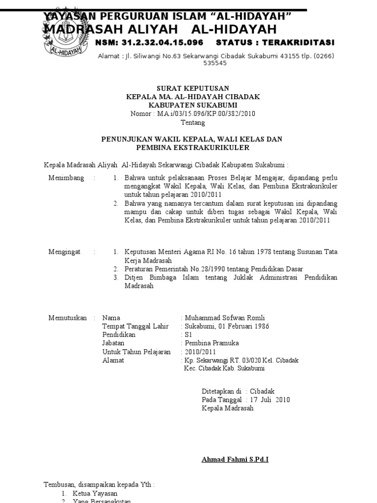 Sk Pembina Contoh Surat Tugas.