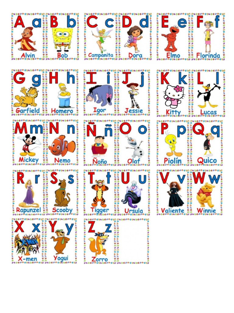 Abecedario Con Caricaturas | PDF
