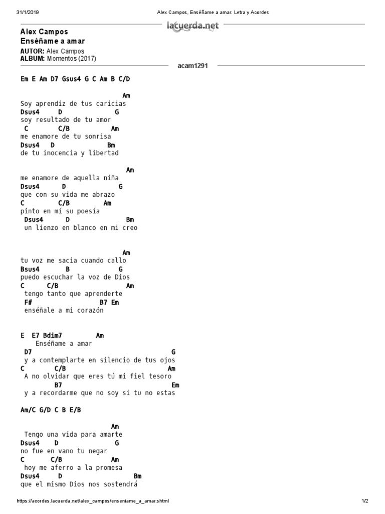 Alex Campos Ensename A Amar Letra Y Acordes alex campos ensename a amar letra y