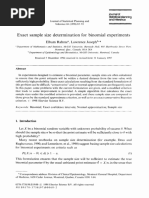 Exact Sample Size Determination For Binomial Experiments