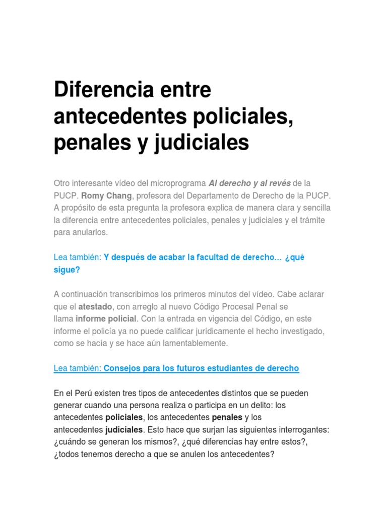 Diferencia entre antecedentes judiciales