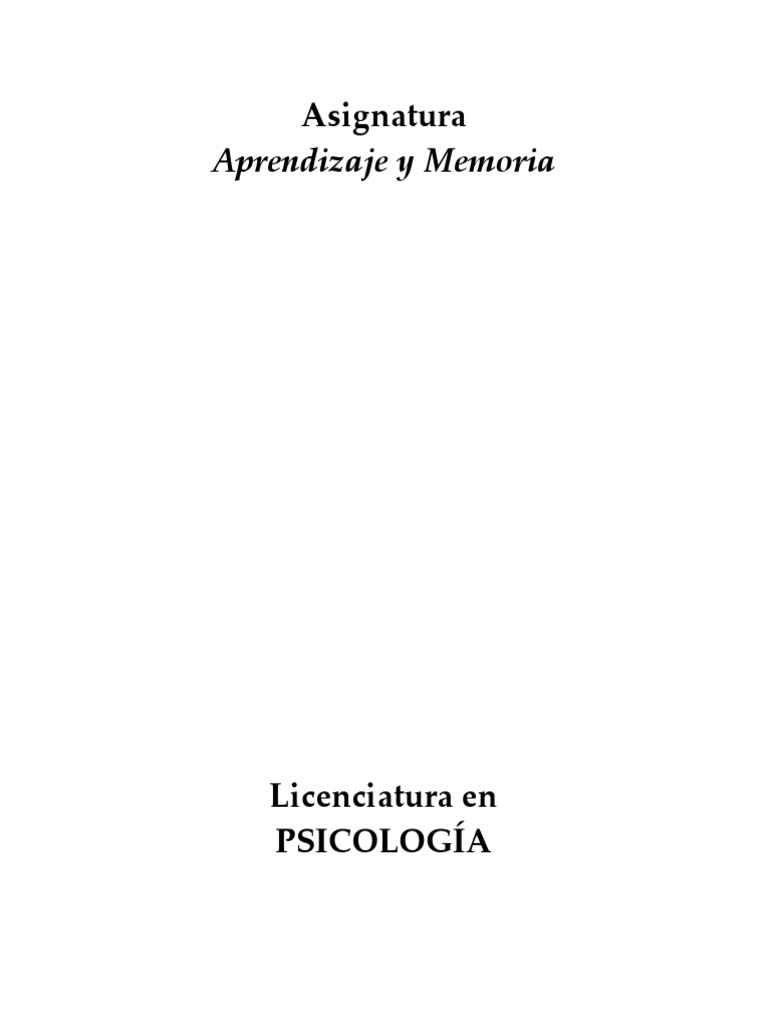 Aprendizaje y Memoria en Psicología | PDF | Cerebro | Neurona