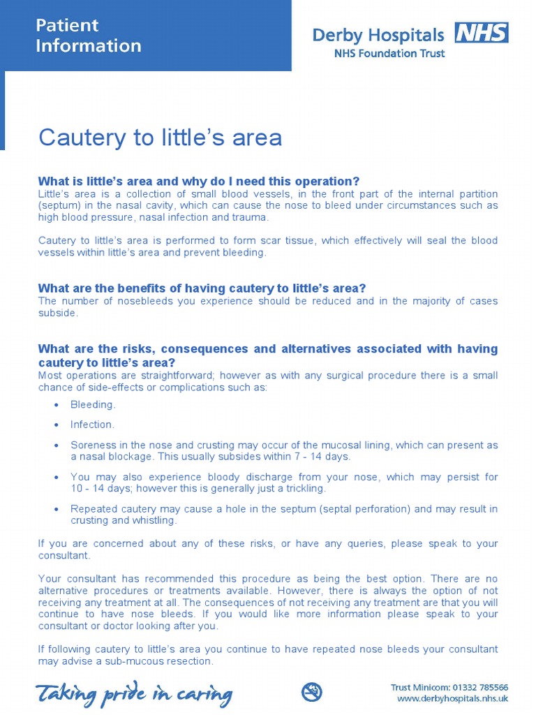 Cautery To Little's Area What Is Little's Area and Why Do I Need This Operation? PDF