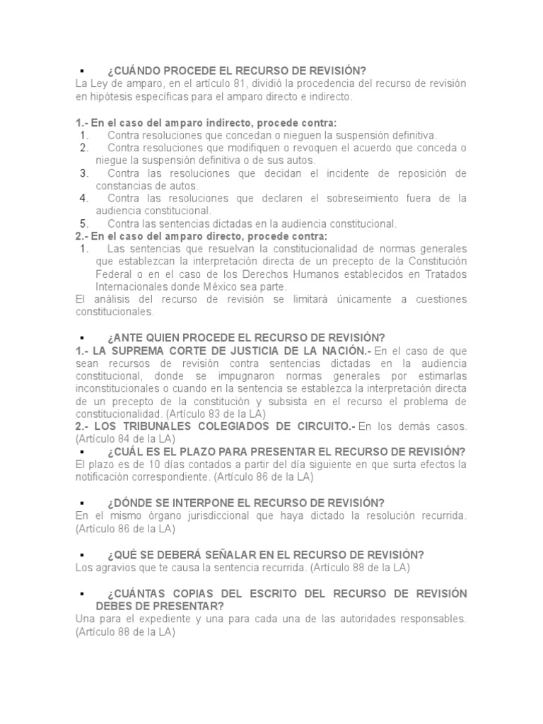 Recurso de revisión en amparo indirecto | PDF | Sentencia (ley ...