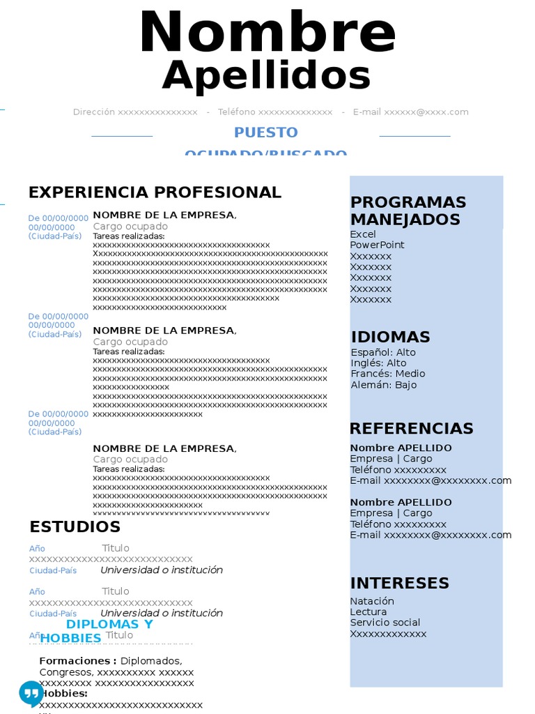 Curriculum vitae format image