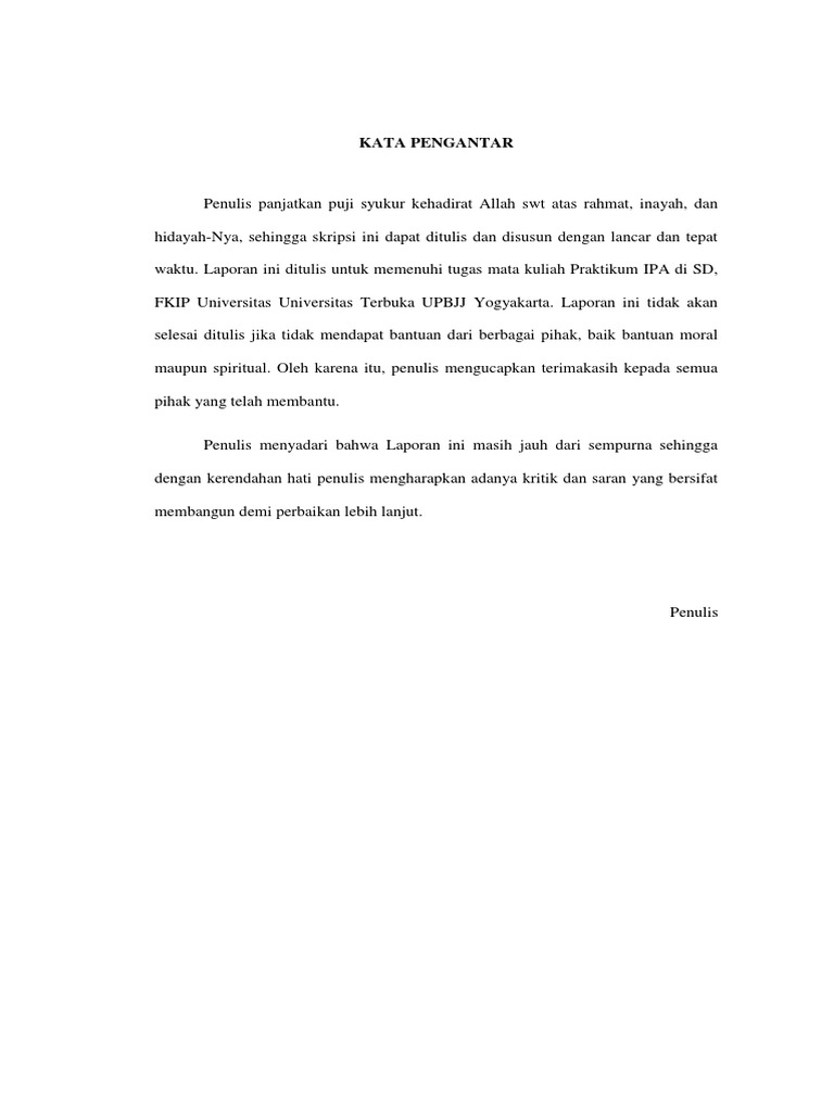 Kata Pengantar Praktikum Ipa