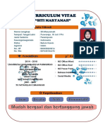Curriculum Vitae: "Siti Maryamah"