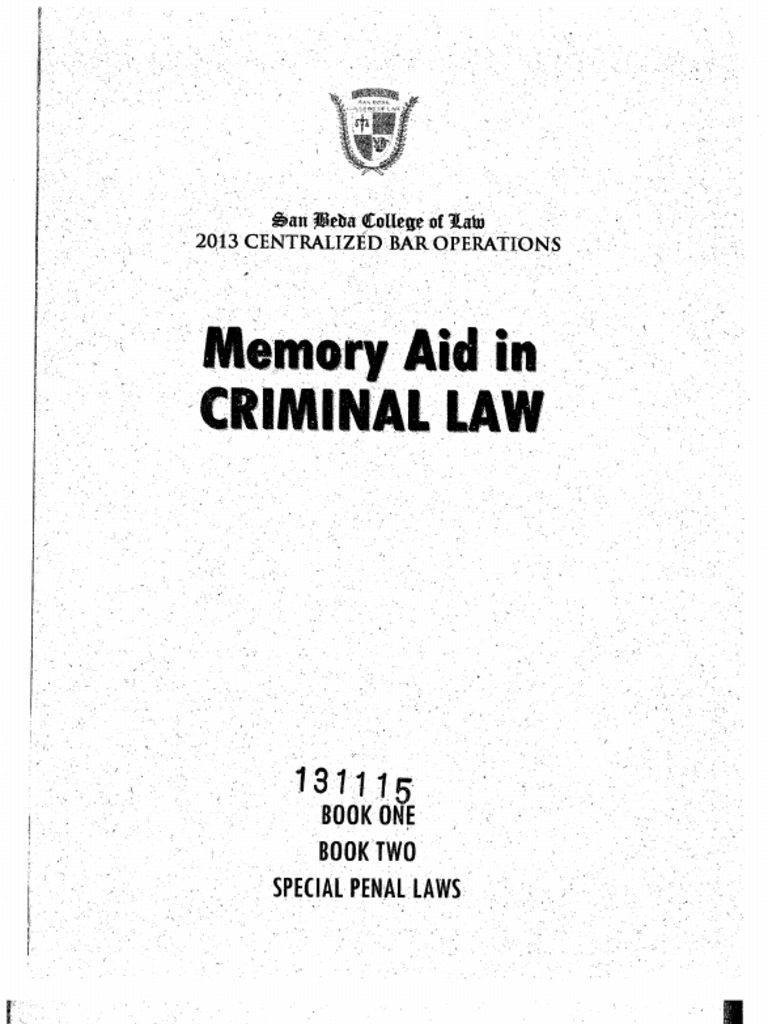 Memory Aid in Criminal Law PDF | PDF