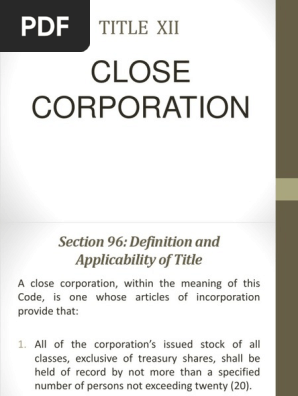Close Corporation Board Of Directors Corporations