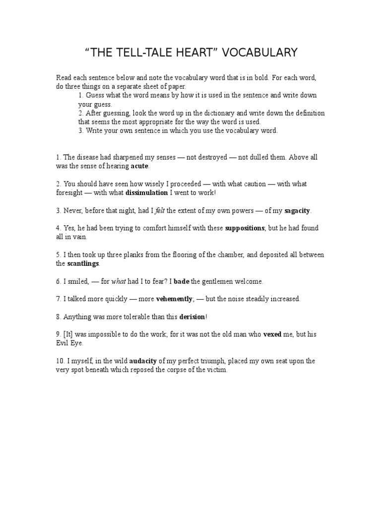 Tell Tale Heart Vocab PDF