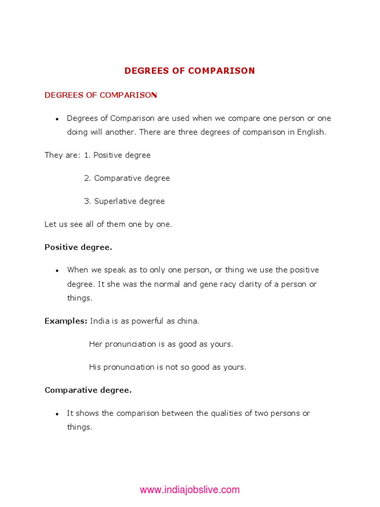 17 Degrees of Comparison PDF | PDF | Languages | Language Arts & Discipline