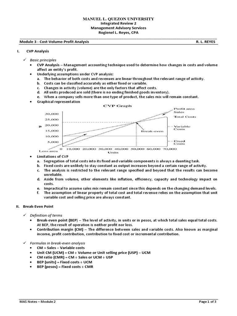 Module 3 Cost Volume Profit Analysis Notes PDF | PDF | Business ...